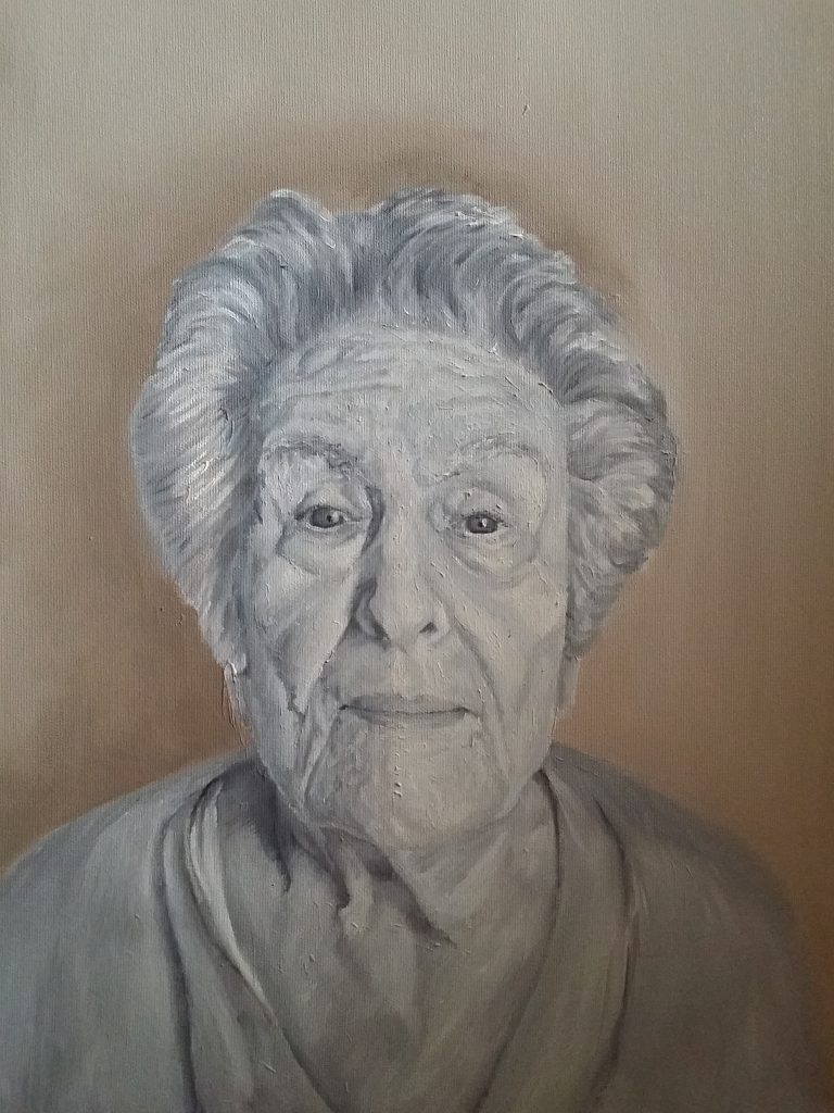 Ritratto olio su tela "Zia Masca"